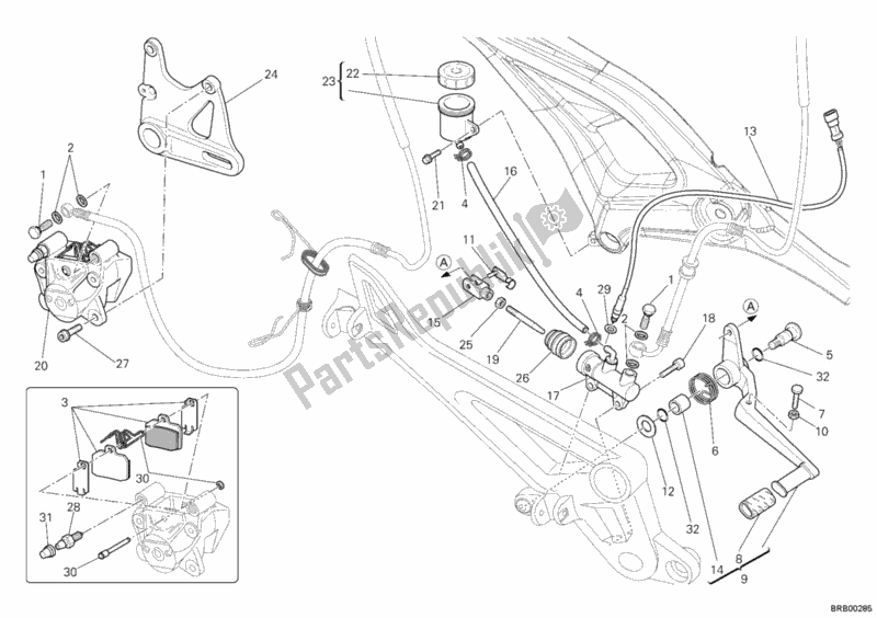 Todas as partes de Sistema De Freio Traseiro do Ducati Monster 696 ABS 2011